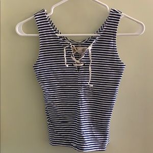 Striped lace up crop top